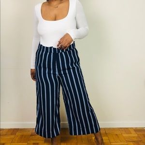 Stripe wide leg pants